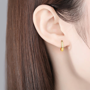 925 Sterling Silver Plated Gold Simple Personality Geometric Stud Earrings