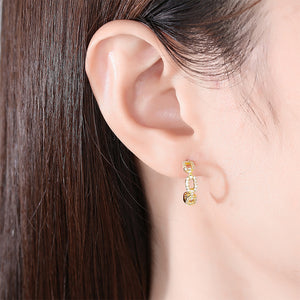 925 Sterling Silver Plated Gold Simple Temperament Hollow Circle C Shape Geometric Stud Earrings with Cubic Zirconia
