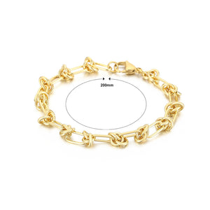Simple Personality Plated Gold 316L Stainless Steel Knot Geometric Chain Bracelet