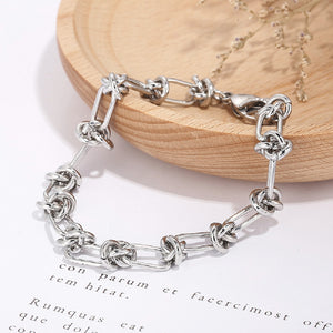 Simple Personality 316L Stainless Steel Knot Geometric Chain Bracelet