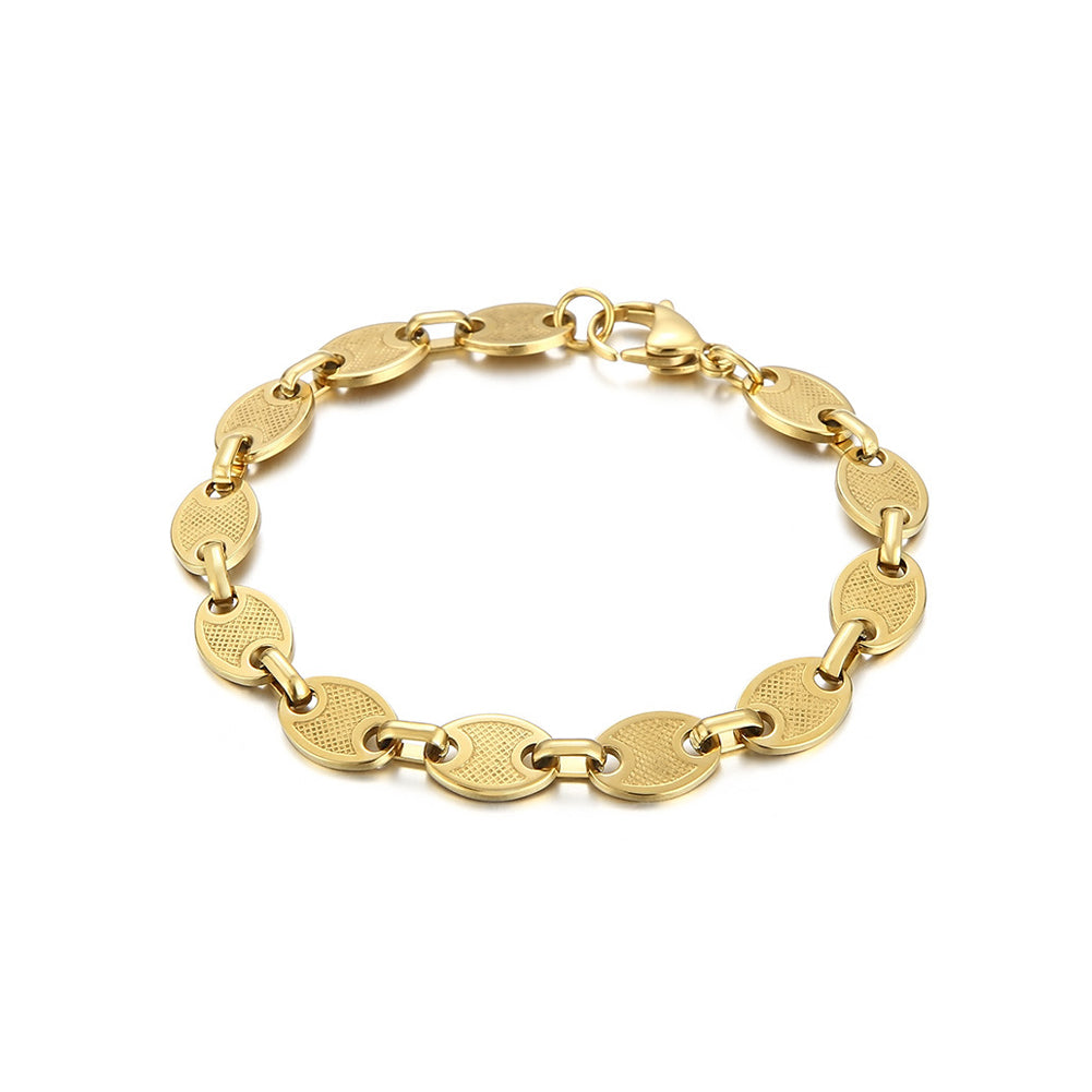 Fashion Simple Plated Gold 316L Stainless Steel Pattern Pig Nose Geometric Bracelet