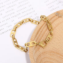 Load image into Gallery viewer, Simple Fashion Plated Gold 316L Stainless Steel Hollow Geometric Chain Bracelet