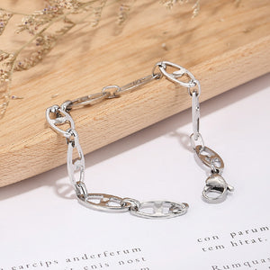 Fashion Simple 316L Stainless Steel Hollow Geometric Chain Bracelet