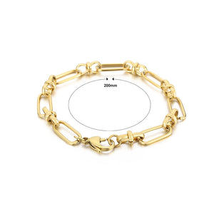 Simple Personality Plated Gold 316L Stainless Steel Hollow Geometric Stitching Bracelet