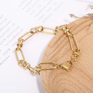 Simple Personality Plated Gold 316L Stainless Steel Hollow Geometric Stitching Bracelet