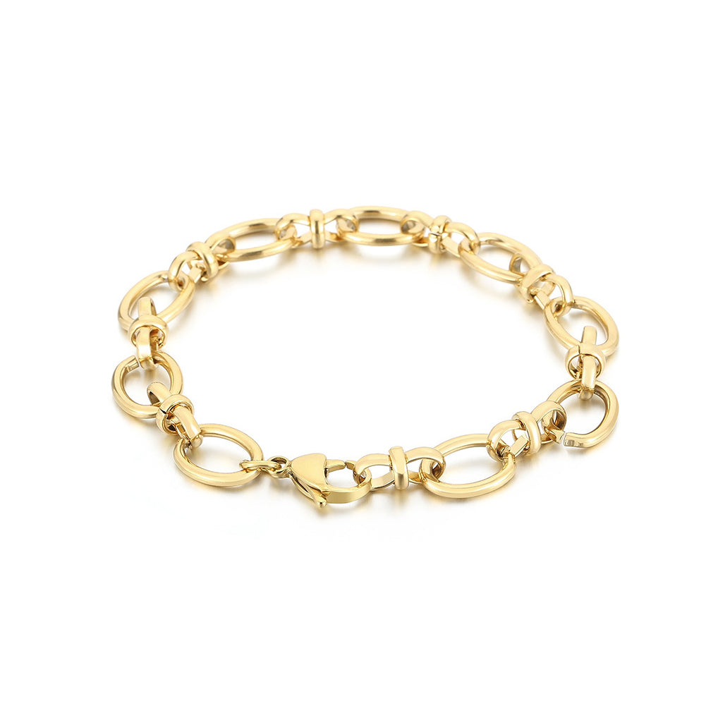Simple Fashion Plated Gold 316L Stainless Steel Geometric Circle Stitching Bracelet