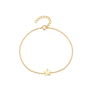 925 Sterling Silver Plated Gold Simple Star Bracelet