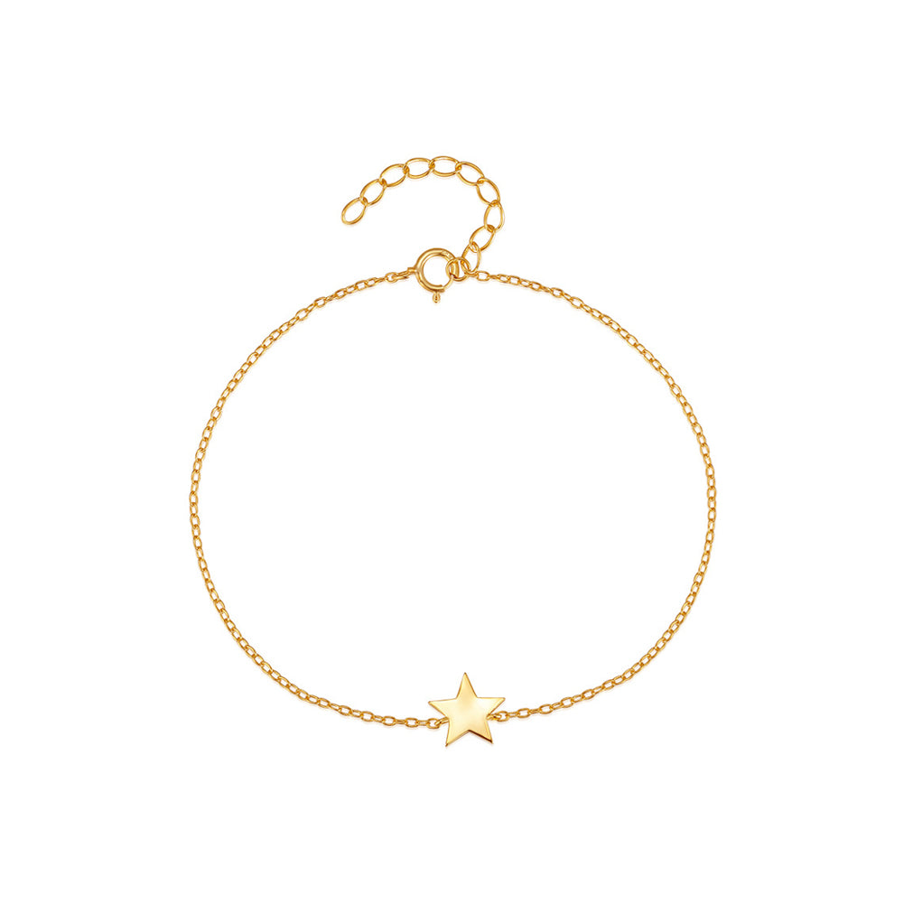 925 Sterling Silver Plated Gold Simple Star Bracelet