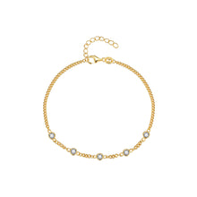 Load image into Gallery viewer, 925 Sterling Silver Plated Gold Fashion Simple Geometric Round Cubic Zirconia Bracelet