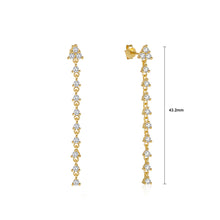 Load image into Gallery viewer, 925 Sterling Silver Plated Gold Fashion Simple Geometric Cubic Zirconia Tassel Earrings