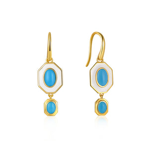 925 Sterling Silver Plated Gold Fashion Simple Geometric Earrings
