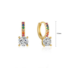 Load image into Gallery viewer, 925 Sterling Silver Plated Gold Simple Fashion Geometric Circle Earrings with Colorful Cubic Zirconia