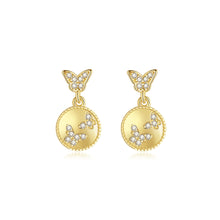 Load image into Gallery viewer, 925 Sterling Silver Fashion Simple Butterfly Geometric Round Earrings with Cubic Zirconia