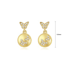 Load image into Gallery viewer, 925 Sterling Silver Fashion Simple Butterfly Geometric Round Earrings with Cubic Zirconia