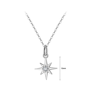 925 Sterling Silver Fashion Simple Eight-pointed Star Pendant with Cubic Zirconia and Necklace