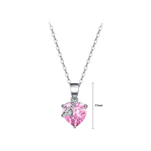 Load image into Gallery viewer, 925 Sterling Silver Fashion Simple October Birthstone Heart Pendant with Pink Cubic Zirconia and Necklace