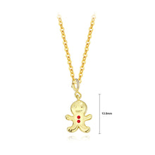 Load image into Gallery viewer, 925 Sterling Silver Plated Gold Simple Cute Christmas Cookie Man Pendant with Necklace