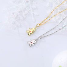 Load image into Gallery viewer, 925 Sterling Silver Plated Gold Simple Cute Christmas Cookie Man Pendant with Necklace