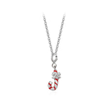 Load image into Gallery viewer, 925 Sterling Silver Simple Cute Christmas Candy Cane Pendant with Necklace
