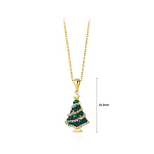 Load image into Gallery viewer, 925 Sterling Silver Plated Gold Fashion Romantic Christmas Tree Pendant with Cubic Zirconia and Necklace