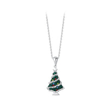 Load image into Gallery viewer, 925 Sterling Silver Fashion Romantic Christmas Tree Pendant with Cubic Zirconia and Necklace