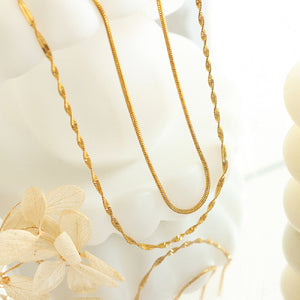 Simple Personality Plated Gold 316L Stainless Steel Double Layer Chain Necklace