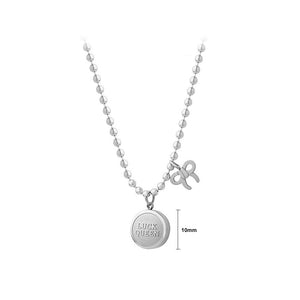 Simple and Cute 316L Stainless Steel Ribbon Geometric Round Pendant with Necklace