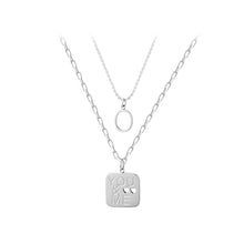 Load image into Gallery viewer, Fashion Simple 316L Stainless Steel Hollow Heart Shaped English Alphabet Geometric Square Pendant with Double Layer Necklace