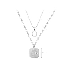 Load image into Gallery viewer, Fashion Simple 316L Stainless Steel Hollow Heart Shaped English Alphabet Geometric Square Pendant with Double Layer Necklace
