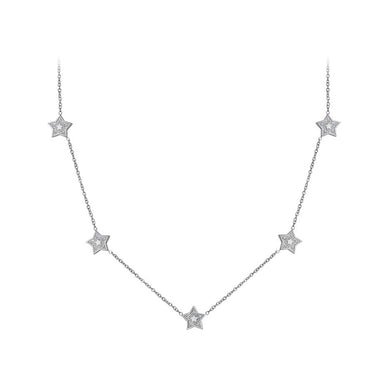 Fashion Simple 316L Stainless Steel Star Necklace with Cubic Zirconia