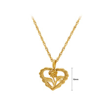 Load image into Gallery viewer, Fashion Romantic Plated Gold 316L Stainless Steel Rose Hollow Heart Pendant with Necklace