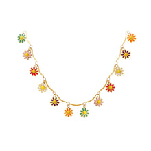 Load image into Gallery viewer, Fashion Simple Plated Gold 316L Stainless Steel Enamel Colorful Flower Necklace