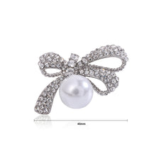 Load image into Gallery viewer, Sweet and Cute Ribbon Imitation Pearl Brooch with Cubic Zirconia
