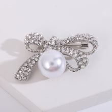 Load image into Gallery viewer, Sweet and Cute Ribbon Imitation Pearl Brooch with Cubic Zirconia