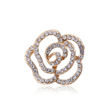 Load image into Gallery viewer, Simple and Romantic Plated Gold Hollow Rose Brooch with Cubic Zirconia