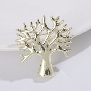 Simple Fashion Plated Gold Big Tree Brooch