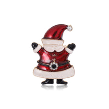 Load image into Gallery viewer, Fashion Cute Plated Gold Enamel Santa Brooch with Cubic Zirconia