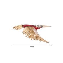 Load image into Gallery viewer, Fashion Simple Plated Gold Enamel Red Hummingbird Brooch with Cubic Zirconia