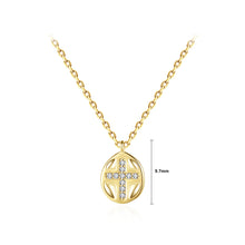 Load image into Gallery viewer, 925 Sterling Silver Plated Gold Simple Fashion Cross Geometric Pendant with Cubic Zirconia and Necklace