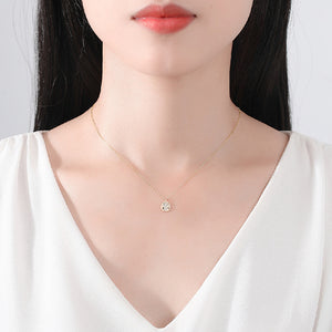 925 Sterling Silver Plated Gold Simple Fashion Cross Geometric Pendant with Cubic Zirconia and Necklace