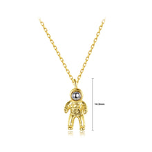 Load image into Gallery viewer, 925 Sterling Silver Plated Gold Creative Personality Astronaut Pendant with Imitation Pearls and Necklace
