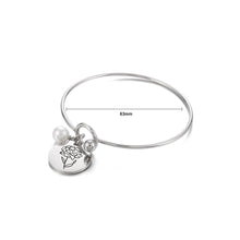 Load image into Gallery viewer, Simple and Elegant 316L Stainless Steel January Birthday Flower Bangle with Imitation Pearls