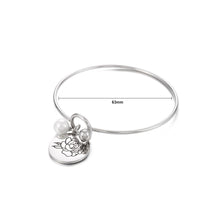Load image into Gallery viewer, Simple and Elegant 316L Stainless Steel July Birthday Flower Bangle with Imitation Pearls