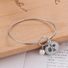 Load image into Gallery viewer, Simple and Elegant 316L Stainless Steel November Birthday Flower Bangle with Imitation Pearls