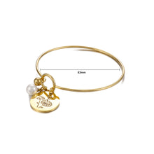 Load image into Gallery viewer, Simple and Elegant Plated Gold 316L Stainless Steel April Birthday Flower Bangle with Imitation Pearls
