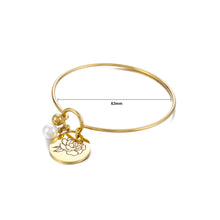 Load image into Gallery viewer, Simple and Elegant Plated Gold 316L Stainless Steel September Birthday Flower Bangle with Imitation Pearls