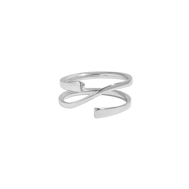 925 Sterling Silver Simple Personality Multilayer Line Geometric Adjustable Ring