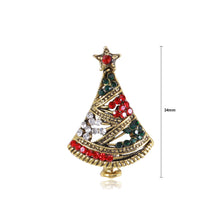 Load image into Gallery viewer, Fashion Cute Plated Gold Christmas Tree Brooch with Cubic Zirconia