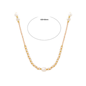 Fashion Simple Plated Gold 316L Stainless Steel Beaded Irregular Imitation Pearl Necklace