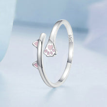 Load image into Gallery viewer, 925 Sterling Silver Cute Sweet Cat Shape Adjustable Open Ring
